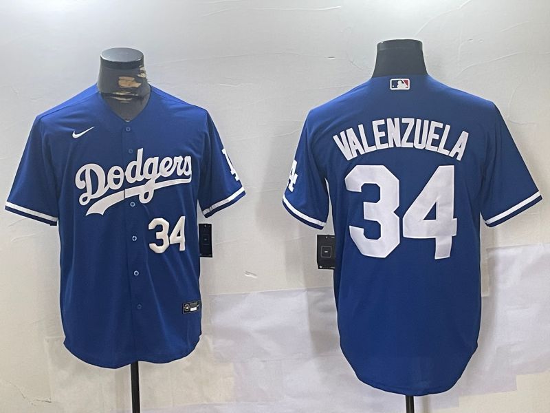 Men Los Angeles Dodgers 34 Valenzuela Blue Game 2024 Nike MLB Jersey style 11205